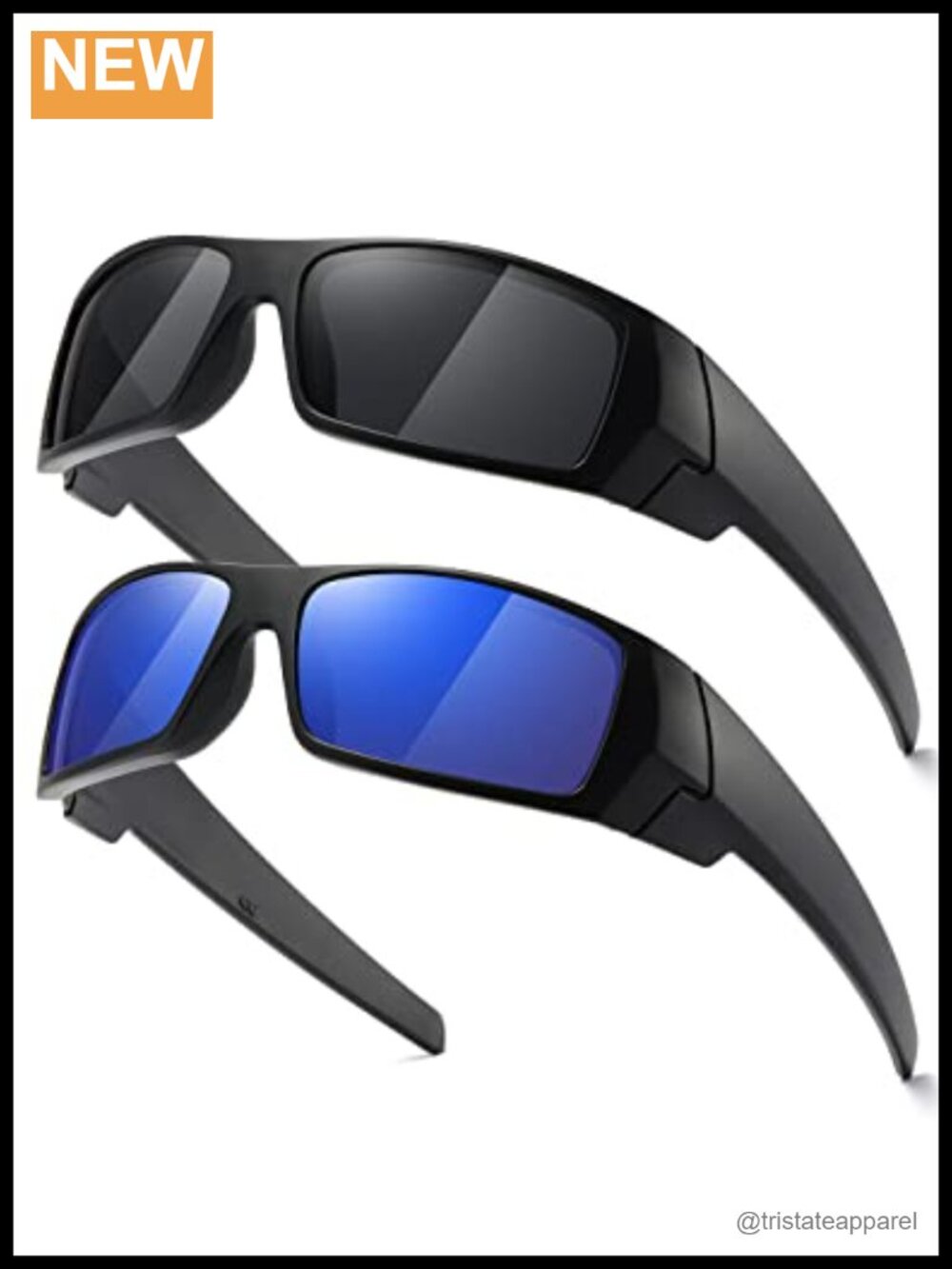 Polarized Wrap Around Sport Sunglasses UV400 Rectangular Shield Frame